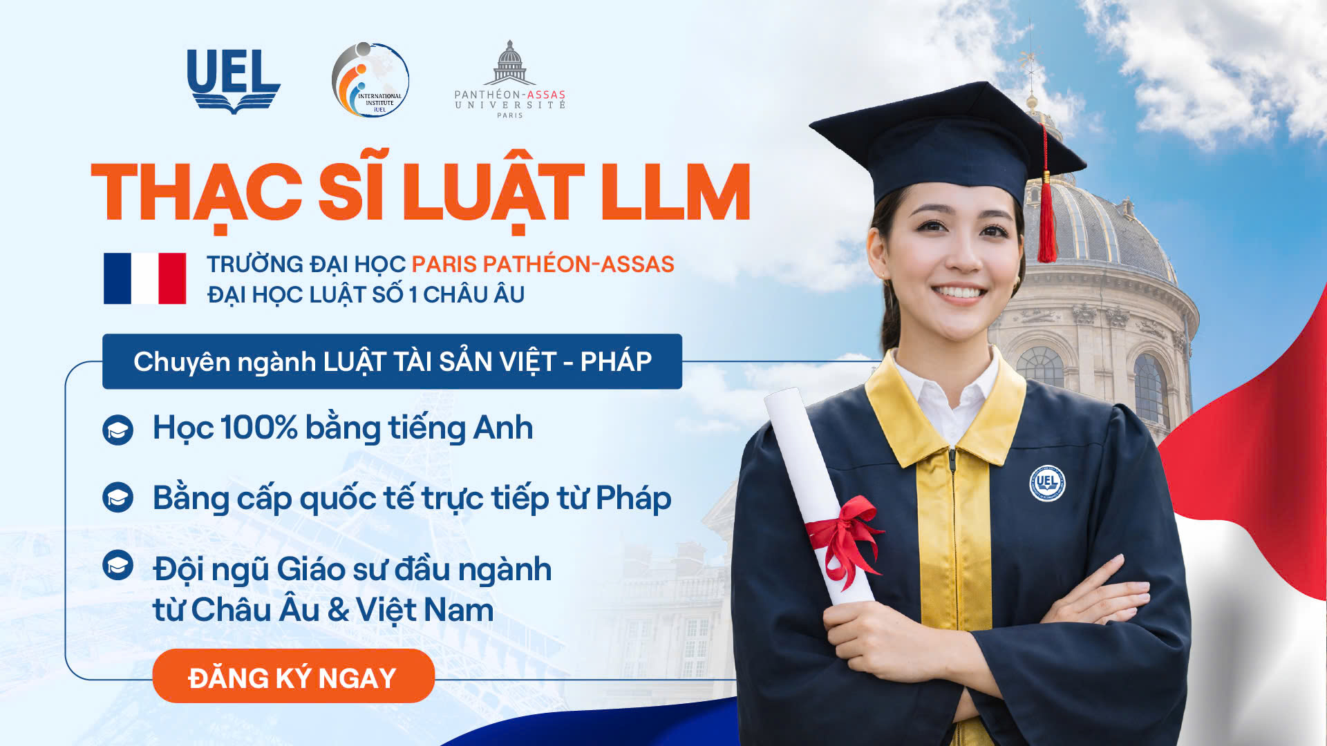 Tuyển sinh chương trình Thạc sĩ Luật LLM từ Đại học Luật số 1 nước Pháp